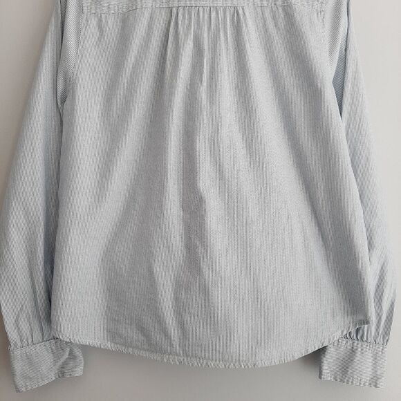 LEVI'S 100% Cotton Bow Neck Tie Button Down Top Pinstripe Sz M - Picture 12 of 16